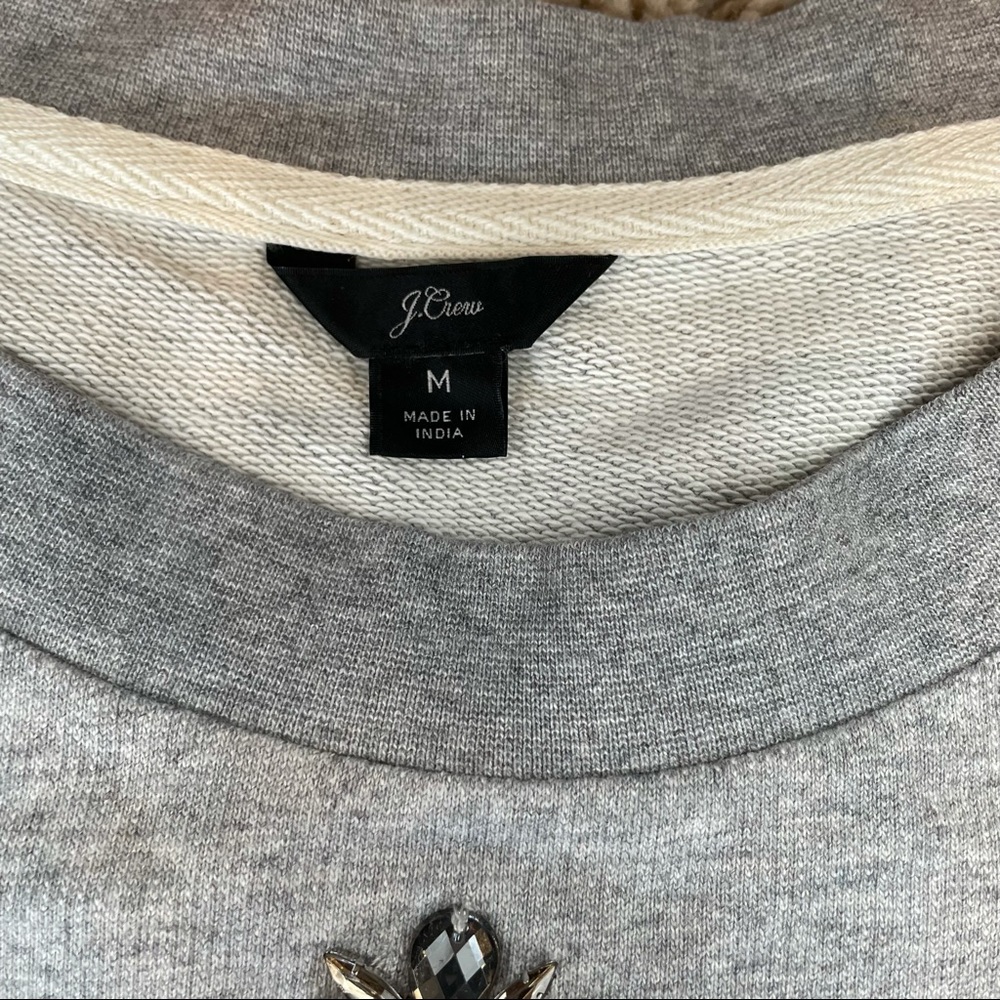 J Crew Embellished Chandelier Sweatshirt Gray Size Medium - Picture 8 of 10